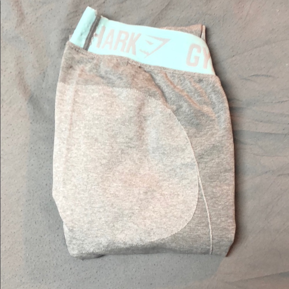 Gymshark flex leggings gray w/ light blue band